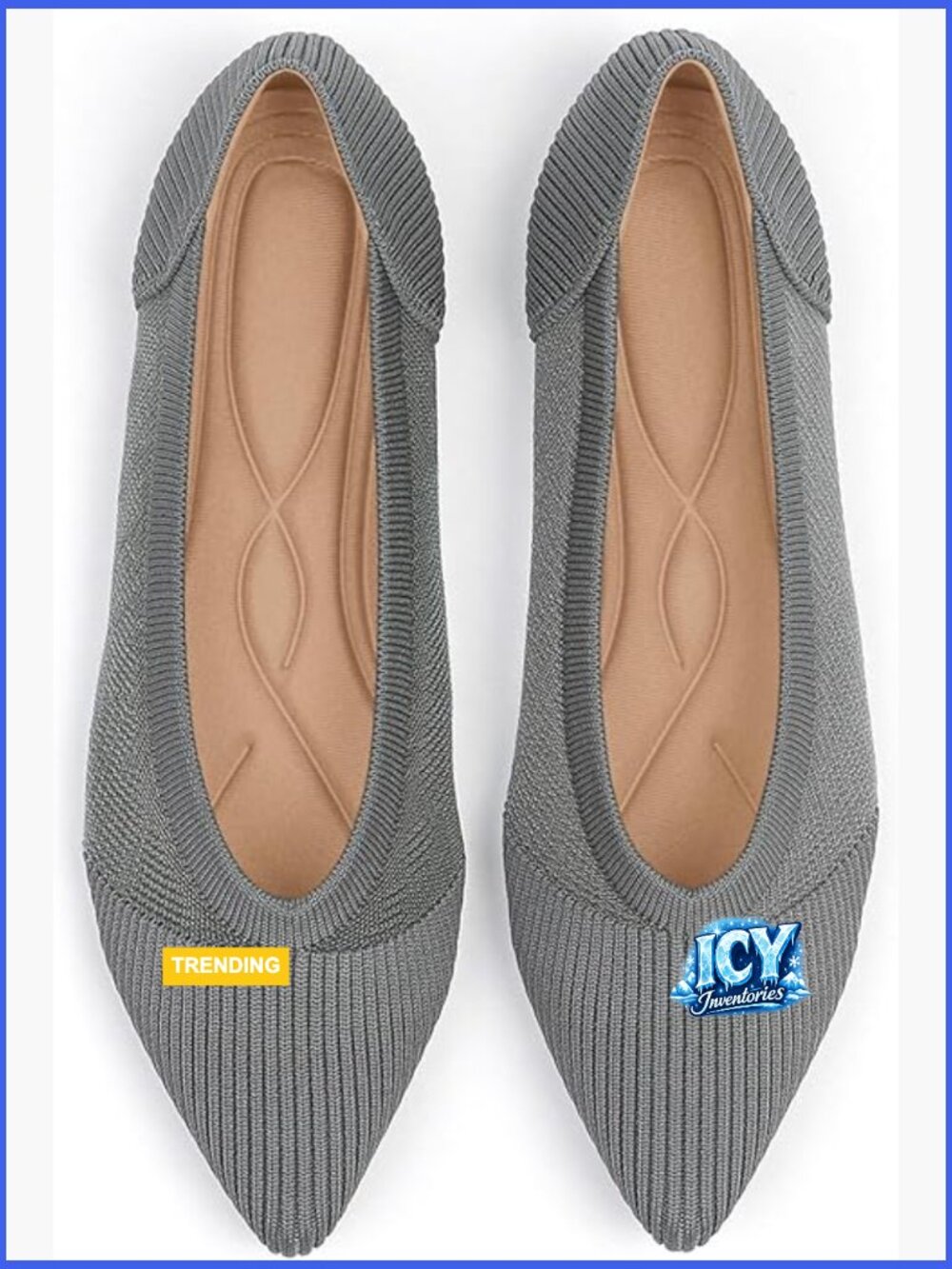 Knit Flats Pointed Toe Comfortable Mesh Ballet Shoes - Picture 1 of 7